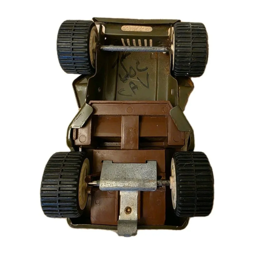 Vintage Tonka Toys Pressed Steel Green Army Jeep Single Star